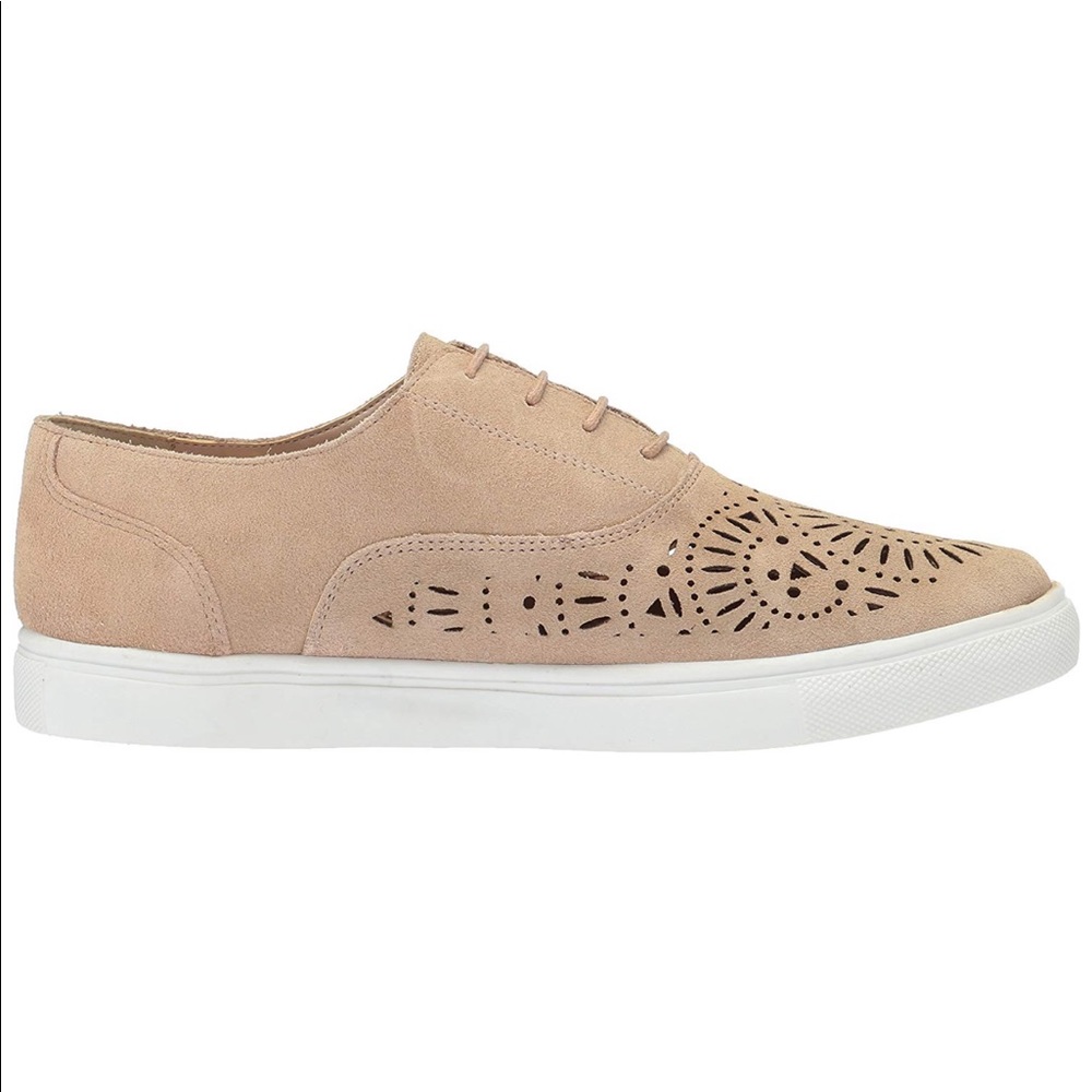 Tan Perforated Genuine Suede Fashion Sneakers - Picture 5 of 5